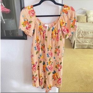 Women's Pink Floral Short Sleeve Summer Romper Size Medium